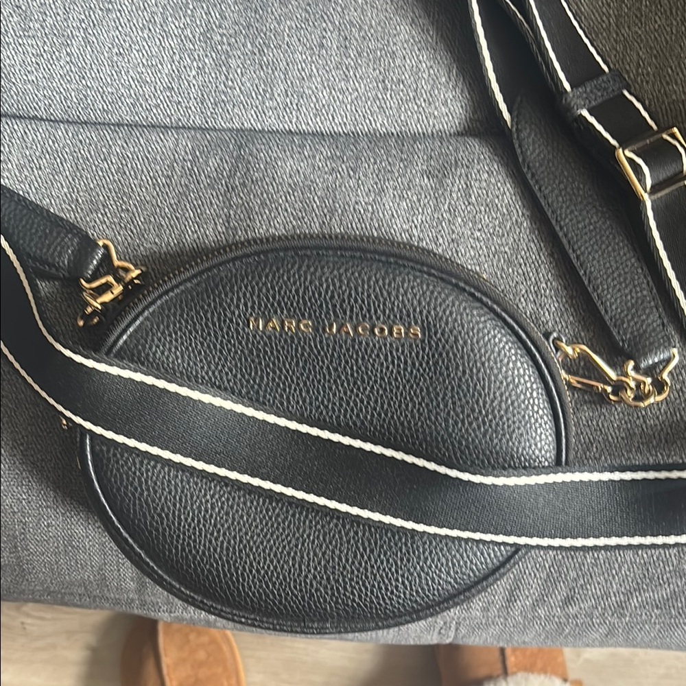 Marc Jacobs Black Crossbody Bag with Gold Accents
